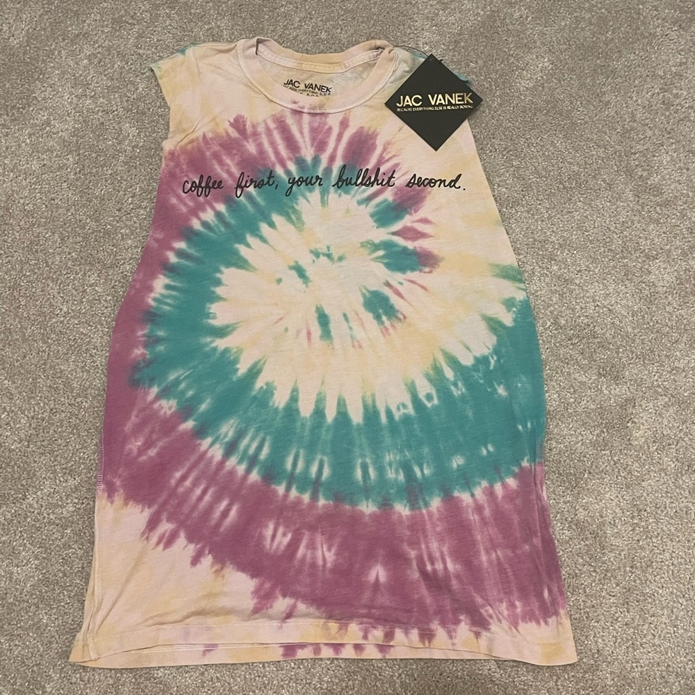 New with tags! “Coffee first, your bullshit second” Jac Vanek Tank